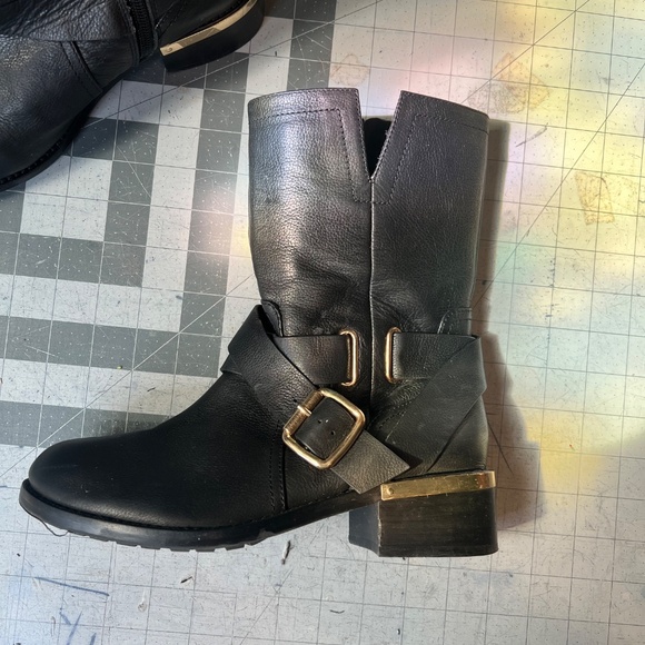 Vince Camuto Black and Gold Moto Boots - Picture 9 of 16